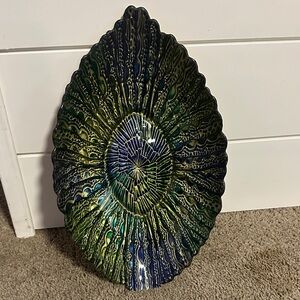Artistic Blue and Green Ceramic Leaf Decor